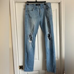 Men’s Hollister Stacked Skinny Advanced Stretch 33 x32 Distressed Denim Jeans